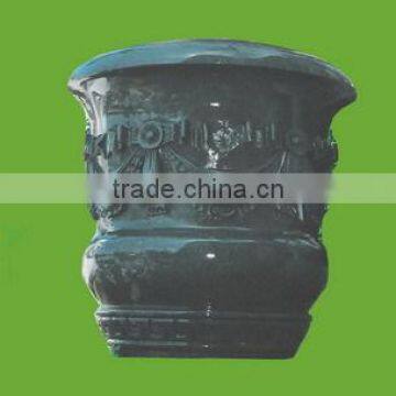 Hand Carving Garden Black Marble Flower Pot from Vietnam
