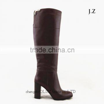 LQEB29 wholesale prices women PU upper boots block high heel round toe knee high boots for women