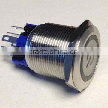 Ring Illuminated Self-locking Waterproof Push Button Switch L22(Dia.22mm) With Power Symbol photo-2