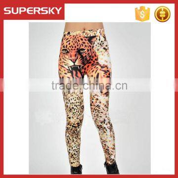 B423 Seamless printed tiger pattern imitation cowboy leggings pants high waist stretch leggings