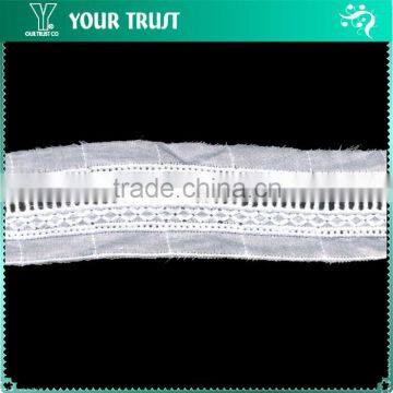 Width 4.0 Centimeter Strip Diamond White Cotton Trimming Lace