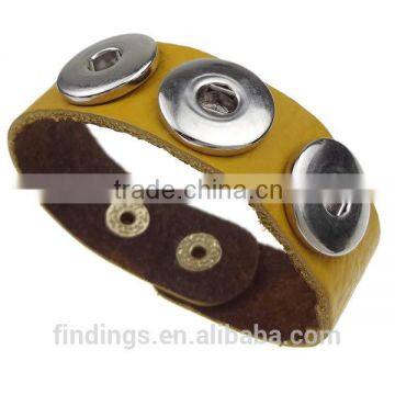 CJ2044 ladies leather cuff bracelet,bali click button luxe button