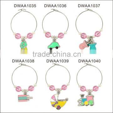 Baby charms with epoxy effect, Charm Set with epoxy, with Loop Diameter of 25mm