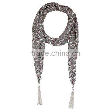 2015 Preppy Style Presentative Leaves Printing Fashion Chiffon Scarf photo-4