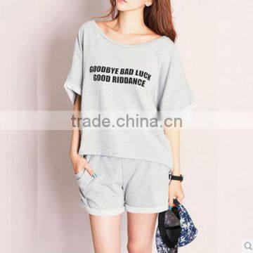 Korea style sport series summer short sleeve women blouse tops and pants