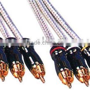 AV Cable,Metal 3RCA Plugs to 3RCA Plugs,OD6.0MM*3