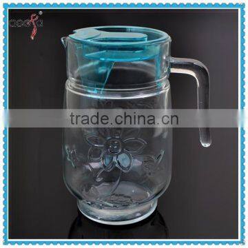 Clear Empty glass drinking water jug with plastic lid