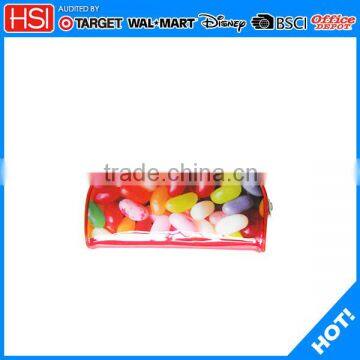 wholesale school supplies jelly bean pvc printed pencil case for kids