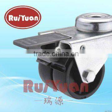 European Type Bolt Hole Double Brake Dual Wheel Casters