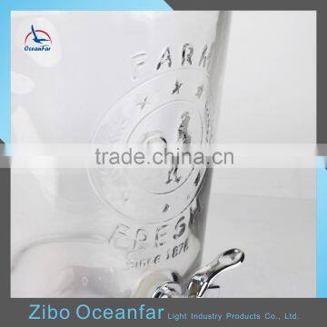 Eco-friendly Cock Embossed Glass Juice Beverage Dispenser Clear Glass Demijohn With Tap photo-4