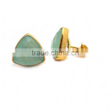 The Gopali Jewellers Wholesale Aqua Chalcedony earrings gold silver jewelry wholesale gemstone earring