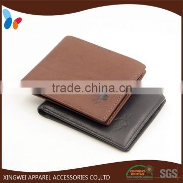 custom fashion brown genuine cow leather wallet for man