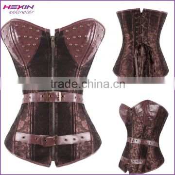 Brown Leather 2X Steampunk Corset Leather Cup Steampunk Corset