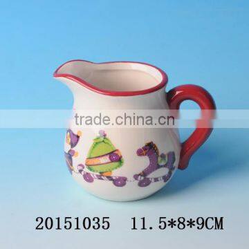 Decorative ceramic milk jug with santa claus/tree/horse painting