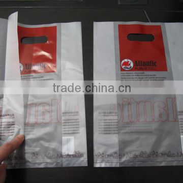 Transparent Frosted Plastic HDPE Punch Handle Shopping Bag With Side Gusset For Bakery Shop