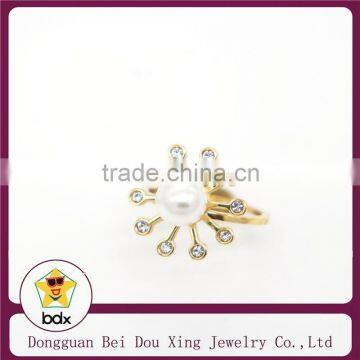 Sun Flower Type Preal Gold Plated Stainless Steel Rings photo-2