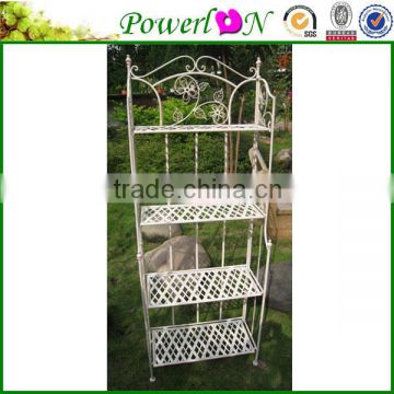 Cheap Price Antique White 4 Tier Shelf Wrough Iron Plant Pot For Patio Garden Backyard I28M TS05 G00 X00 PL08-5088