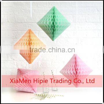 Hot sale Paper Wedding diamond honeycomb lantern Valentine's Day Hanging Decoration