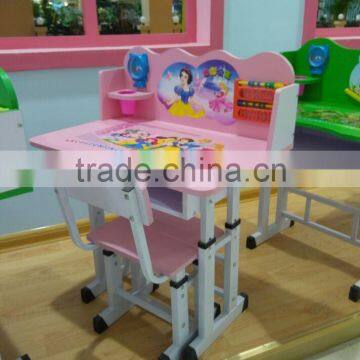 Height adjustable MDF School furniture desk and chair set - primary school furniture