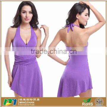 Womens Summer One Piece Swimsuit Cover Up Halter Swimdress