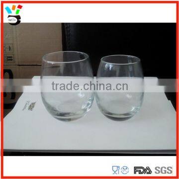 Two Size Cheaper Funny Drinkingware Custom Logo Machine Blown Stemless Wine Glass