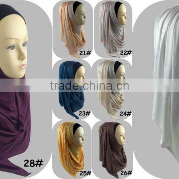 Fashion Beauty Women Muslim Jersey Cotton Solid Color Scarf Plain Hijabs photo-6
