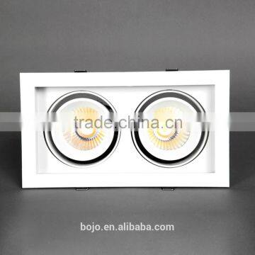 2*20w Recessed Led Square Grille Downlight Adjustable 40w Cob Led Downlight