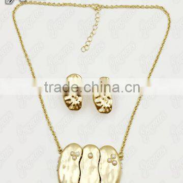 Juyuan Fashion 18K Gold Plated Pendant&Earring Pearl Semi-gloss Set