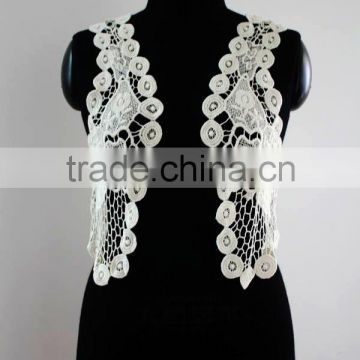 White Short Sleeve Hollow Crochet Lace Blouse