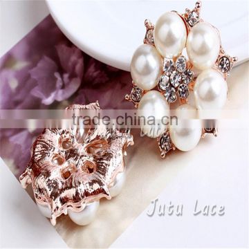 Shiny beaded pearl rhinestone - hair accessories chiffon flower decoration botton