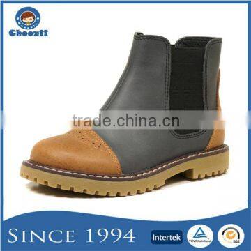 Kids Classic Design Elastic Slip-on Style Full Grain Leather Boots