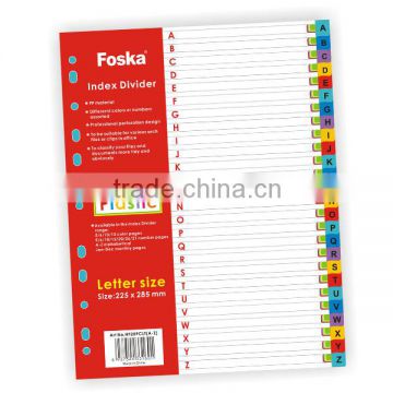 Letter size Assorted Colors Plastic Index Divider/Plastic File Index