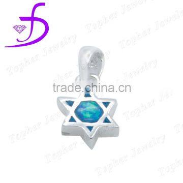 wholesale Pentagramme shaped blue K5 opal silver pendant