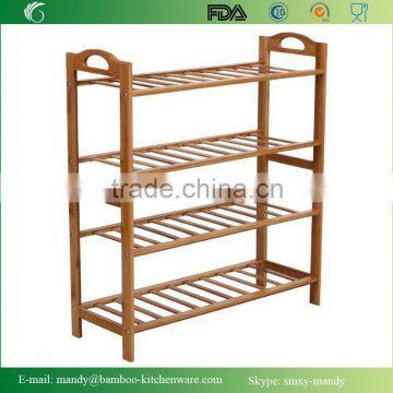 4-Tier Bamboo Wooden Shoe Rack,Bamboo Folding Shoe Rack, Entryway Shoe Shelf Storage Organizer