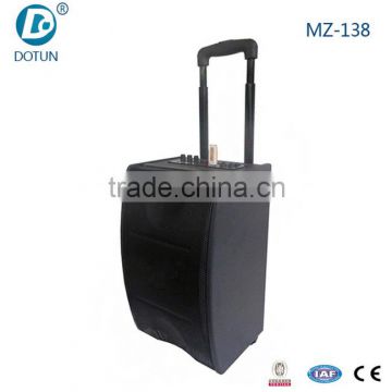 Portable trolley speaker professional amplifier for outdoor stage with remote fm wireless mic MZ-138