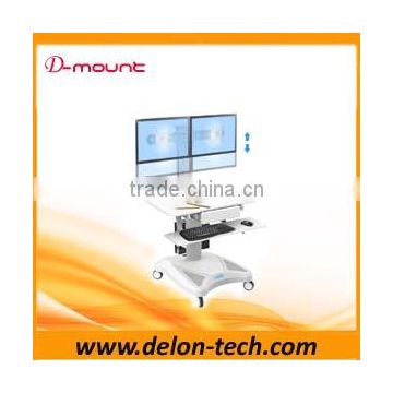 double monitor floor stand movable LCD TV Cart LED Trolley