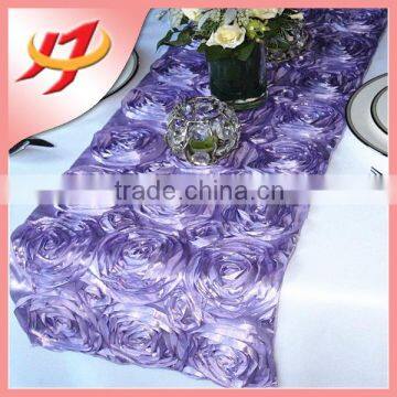 Polyester decorative satin rosette cheap beaded table runner wholesale