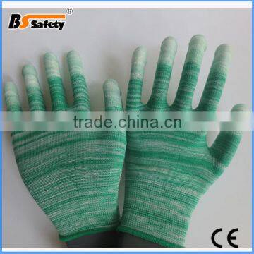 BSSAFETY antistatic nylon PU palm coated worker gloves