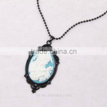 Fashion Jewelry Necklace Steampunk Necklace Classical Blue Resin Silhouette Cameo Black Pendant 2015 New Made in China Yiwu photo-4