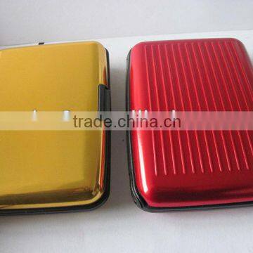 aluminum card holders in red and yellow colors