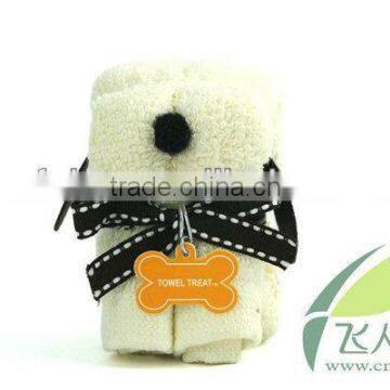Dog shape cake towel/Mini cake towel/Dog Towel Treat
