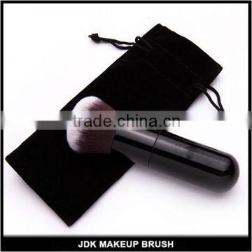 Nylon Powder Brush, Black Powder Makeup Brush with Velvet Drawstring Bag