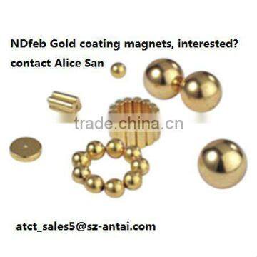 Rare earth magnetizer Neodymium gold coating monopole magnet, magnetic balls