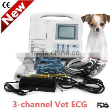 CE & ISO approved Digital 3-channel Vet Electrocardiograph Veterinary ECG EKG machine