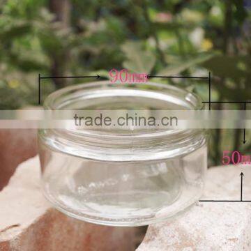 150ml cheap clear cosmetic glass jar with big mouth for skin care cream