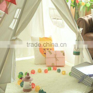 Classic Solid White Four Poles Two Windows Style Indian Kids Teepee Tent Great Gift for Children' Birthday, Christmas photo-2
