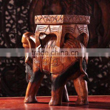 Thailand Style Wood Carved Elephant Chair, Elephant Shape Design Handcarved Little Chair (BF01-X1162) photo-3