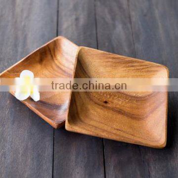 Set of 2 Handmade Square Wooden Plates photo-2