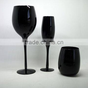 Solid black glass wine cup champagne flutes party cup for home wedding