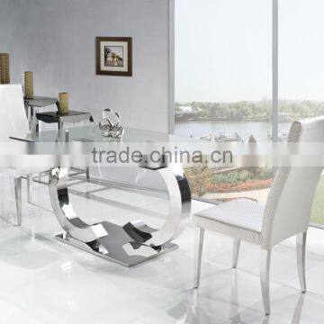 TH286 Fashionable Glass Top Stainless Steel Dining Table photo-3